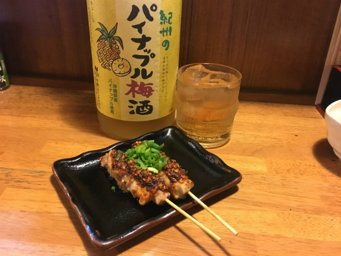 食べるラー油もも串 パイン梅酒